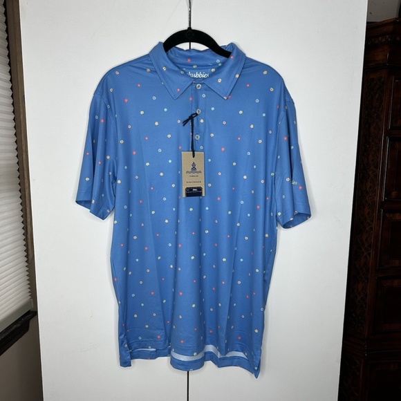 Chubbies Performance Polo Short Sleeve Shirt Pollen Count Blue Mens Small NEW - Picture 1 of 3